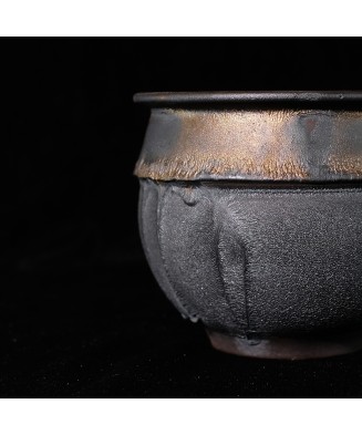 Φ10cm POT en céramique noir fait main